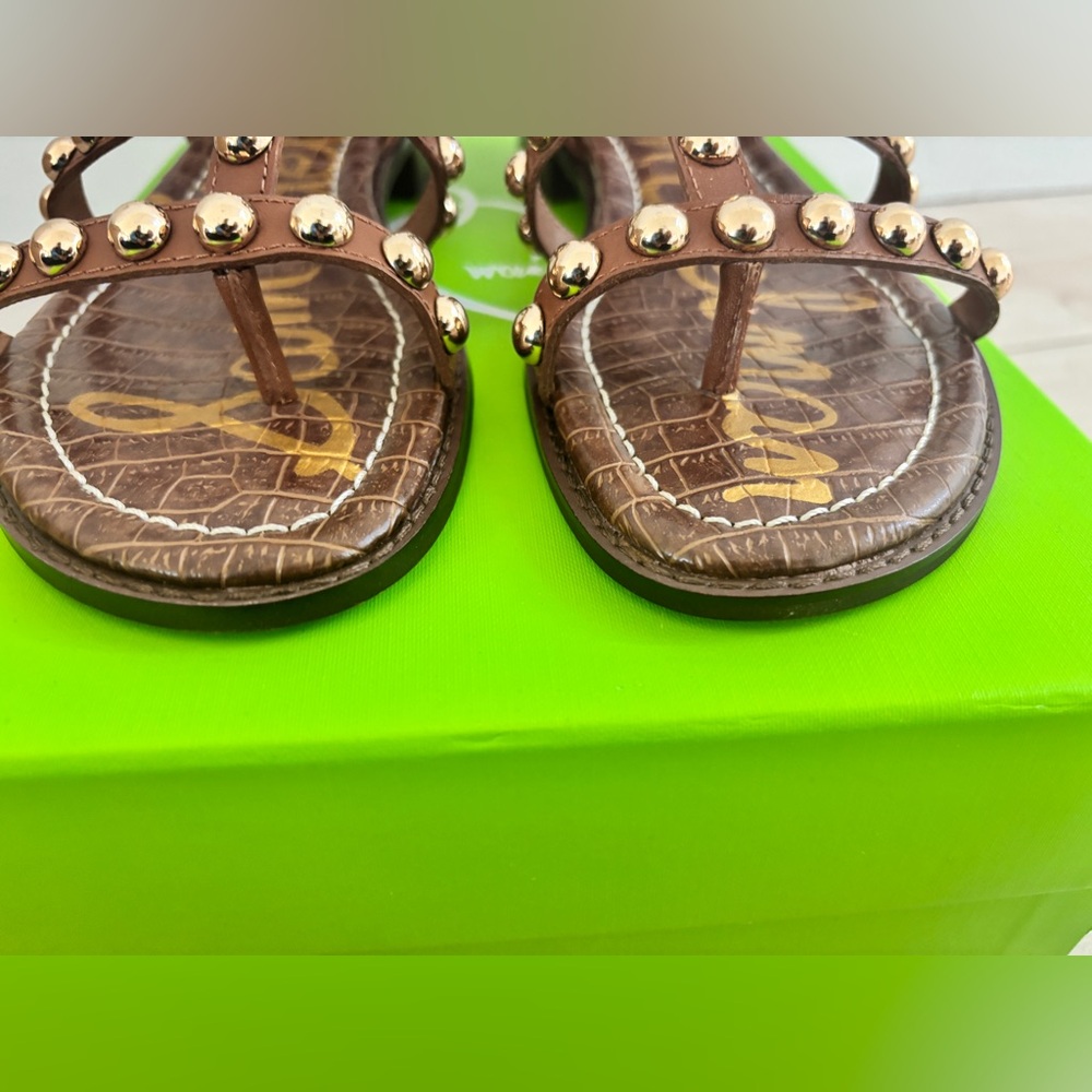 New in Box Sam Edelman Estella Sandal in Cognac Leather - Picture 4 of 9